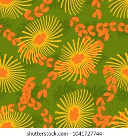 Vector floral ethnic seamless pattern in doodle style with flowers and leaves. Gentle, spring, summer floral background.