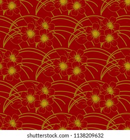 Vector floral ethnic seamless pattern in doodle style with flowers and leaves. Gentle, spring, summer floral background.