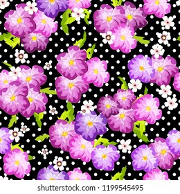 Vector floral ethnic seamless pattern in doodle style with flowers  and leaves  . Gentle, spring/summer floral background.