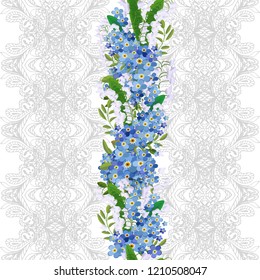 Vector floral ethnic seamless pattern in watercolor style with flowers and leaves. Gentle, spring, summer floral background.
