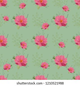 Vector floral ethnic seamless pattern in watercolor style with flowers peonies,  and leaves. Gentle, spring, summer background.