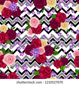 Vector floral ethnic seamless pattern in watercolor style with flowers and leaves. Gentle, spring, summer floral background.