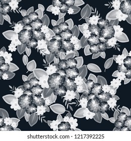 Vector floral ethnic seamless pattern in doodle style with flowers and leaves. Gentle, spring, summer floral background.