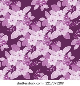 Vector floral ethnic seamless pattern in doodle style with flowers and leaves. Gentle, spring, summer floral background.