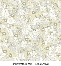 Vector floral ethnic seamless pattern in doodle style with flowers . Gentle, spring, summer floral background.