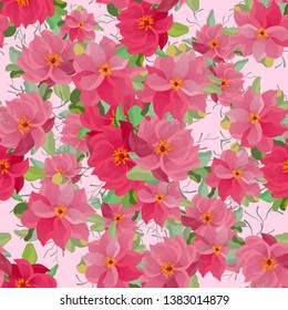 Vector floral ethnic seamless pattern  with flowers and leaves. Gentle, spring, summer floral background.