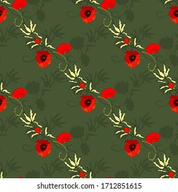 Vector floral ethnic seamless pattern in doodle style with flowers and leaves. Gentle, spring, summer floral background.