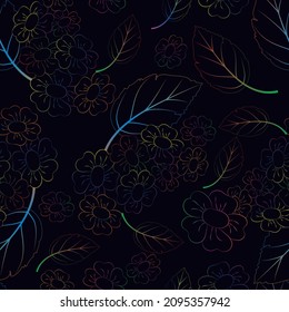 Vector floral ethnic seamless pattern in doodle style with flowers and leaves. Gentle, spring, summer floral background.