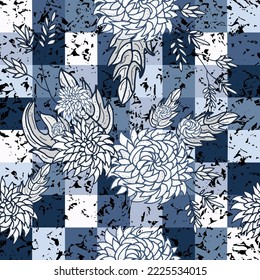 Vector floral ethnic seamless pattern in doodle style with flowers and leaves. Gentle, spring, summer floral background.