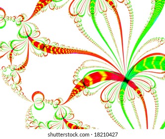 Vector Floral Fantasy In Christmas Colors, See Jpeg Also In My Portfolio