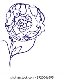 
VECTOR floral fashion Background with a
stylish  original hand-drawn graphics sketch  with beautiful pion  for design logo one line