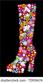 vector floral female boot