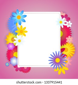 Vector floral flower frame template design