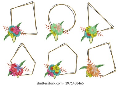 Vector Floral Foliage Arrangements Set Graphics