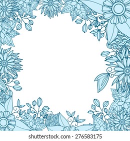 Vector floral frame with abstract colorful flowers