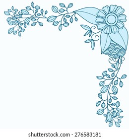 Vector floral frame with abstract colorful flowers