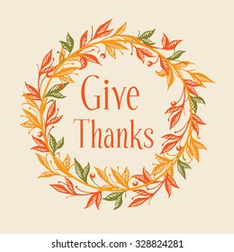 Vector floral frame. Autumn  leaves. Thanksgiving day.