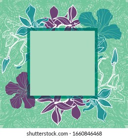 Vector floral frame background with flower and leaf illustrations