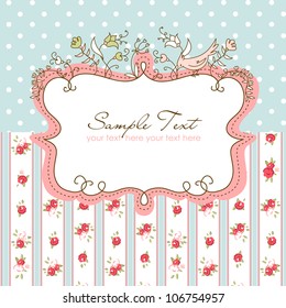 Vector floral frame with a bird