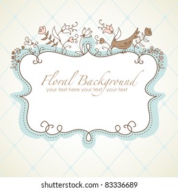 Vector floral frame with a bird