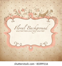 Vector floral frame with a bird