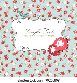 Vector floral frame with a bird