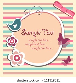 Vector floral frame with a bird and butterfly