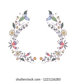 vector floral frame with birds