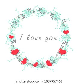 Vector floral frame with branches and leaves