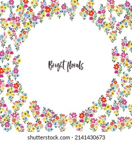 Marco floral vectorial. Flores brillantes arreglan en la frontera