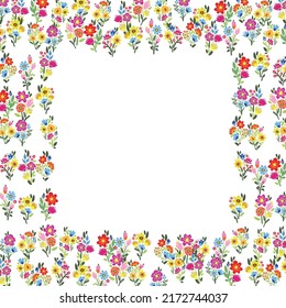 Vector floral frame. Bright flowers arrange in border