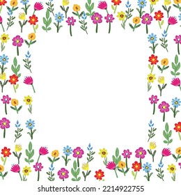 Marco floral vectorial. Flores brillantes arreglan en la frontera