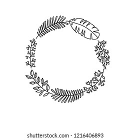 Vector floral frame. Can be used as background for postcard, print, invitation design, greeting card, packaging design, textile design, stickers, tattoo design and so on.