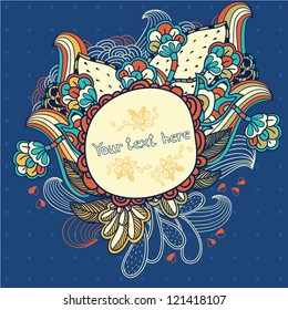  vector floral frame with colorful decorative plants
