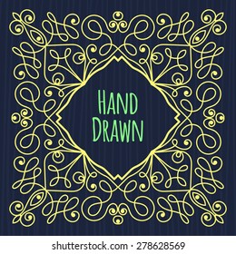 Vector floral frame with copy space for text in trendy mono line style - monogram design element