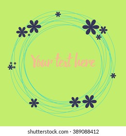 Vector floral frame with dark blue and blue flowers
