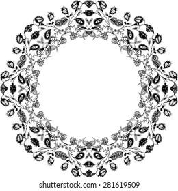 Vector floral frame. Decorative design element. Anti stress coloring book page for adults.