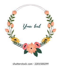 Vector floral frame design. Floral design for wedding invitation card. Illustration floral design
