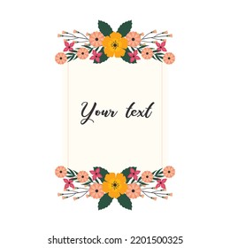 Vector floral frame design. Floral design for wedding invitation card. Illustration floral design