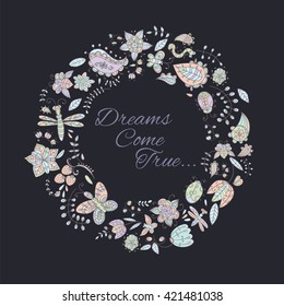 Vector floral frame. Doodles. Design elements .