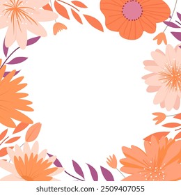 Vector floral frame of fantasy flowers.
