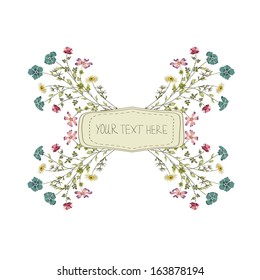 Vector floral frame with flowers