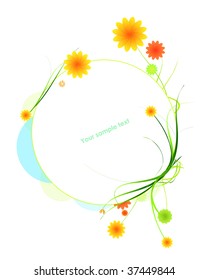 Vector floral frame with flowers