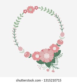 vector floral frame with flowers, hand drawn template