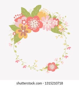 vector floral frame with flowers, hand drawn template