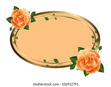 vector floral frame with flowers isolated on white background