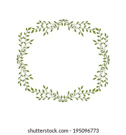 Vector floral frame with green leaves