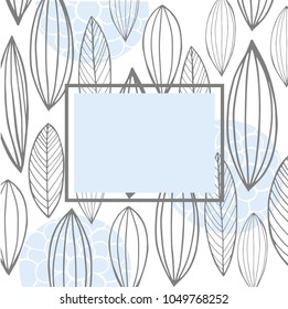 Vector floral frame  with hand-drawn leaves 