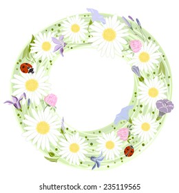 Vector floral frame. Illustration with floral wreath and with place for text,  can be used  creating card or invitation card.