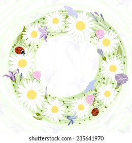Vector floral frame. Illustration with floral wreath and with place for text,  can be used  creating card or invitation card.